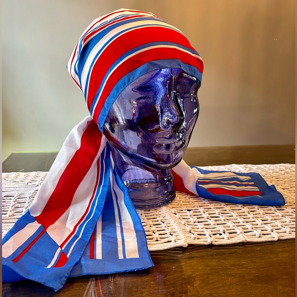 VINTAGE Hair Wrap, Red White and Blue